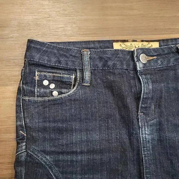 Hint Jeans Dark Blue Denim 5-pocket Studded Jean Knee Length Skirt 0 - Picture 8 of 9
